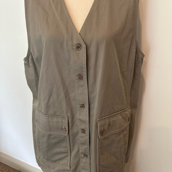 Elizabeth by Liz Claiborne 2 piece pant vest set Khaki Cotton SZ 18 - Picture 7 of 13